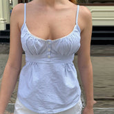 BXOXO Women Y2k Babydoll Cami Tops Ruffles Hem Spaghetti Strap Crop Tops Sleeveless Backless Peplum Shirts Summer Cute Tops